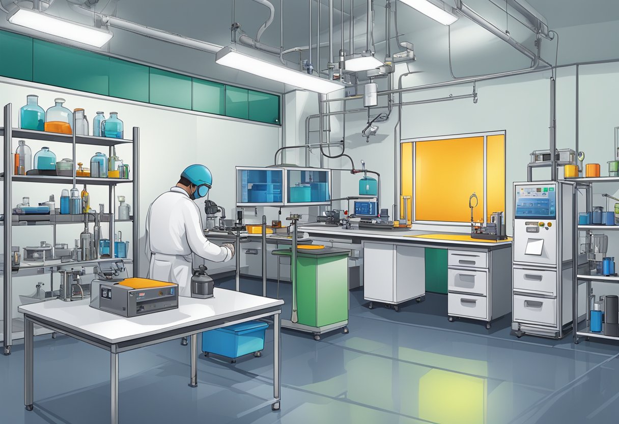 Лабораторная установка с термическим испытательным оборудованием и мерами безопасности